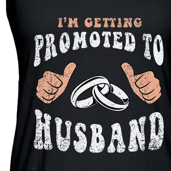 Promoted To Husband Wedding Groom Fiance Engaged Couple Ladies Essential Flowy Tank