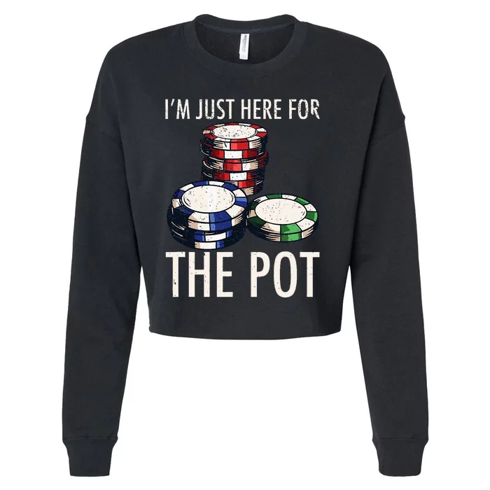 Poker Texas Holdem Gambling Pot Cards Player Cropped Pullover Crew