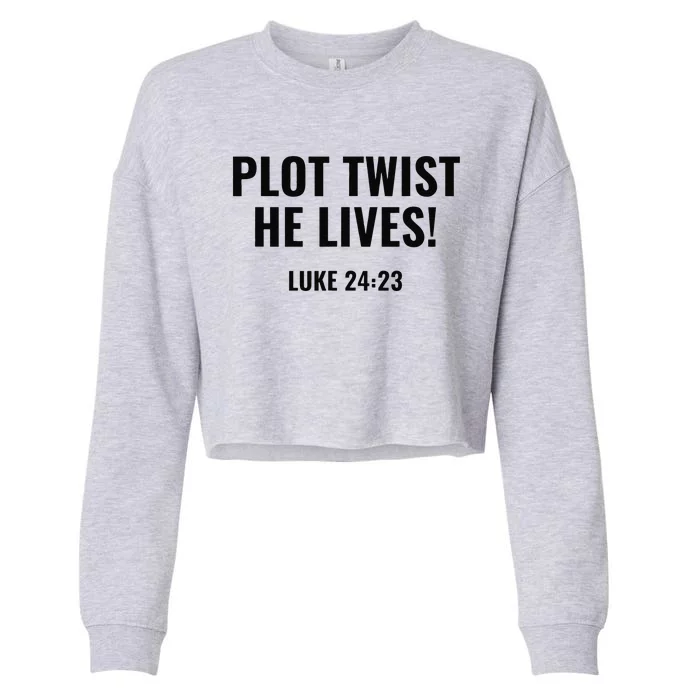 Plot Twist He Lives Cropped Pullover Crew