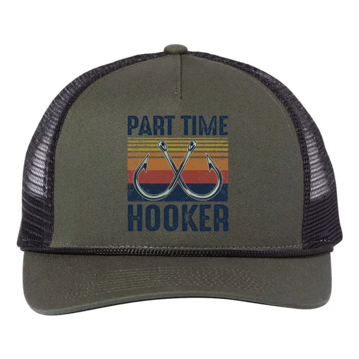 Part Time Hooker Funny Fishing Lover Fisherman Retro Style Retro Rope Trucker Hat Cap