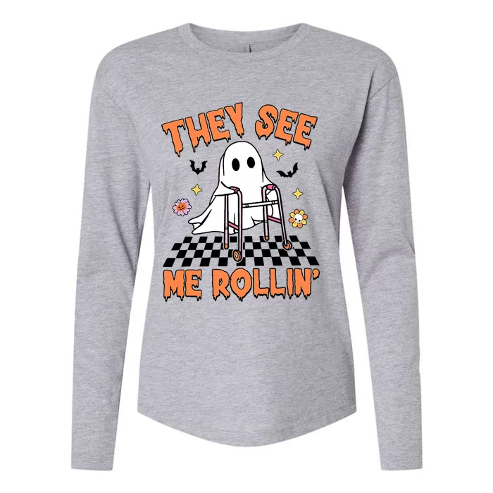 Physical Therapy Halloween They See Me Rolling Spooky Pt Pta Womens Cotton Relaxed Long Sleeve T-Shirt