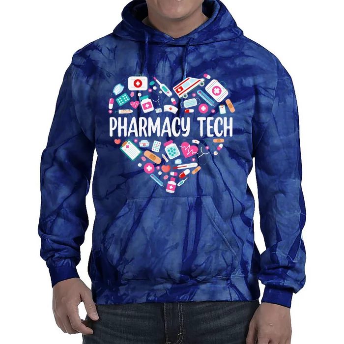 Pharmacy Technician Heart Certified Pharm Tech Pharmacist Tie Dye Hoodie