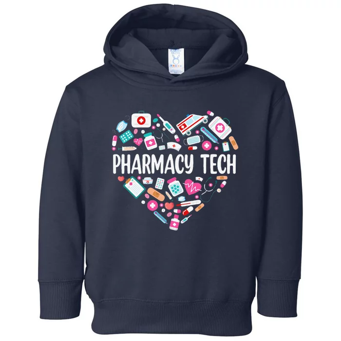 Pharmacy Technician Heart Certified Pharm Tech Pharmacist Toddler Hoodie