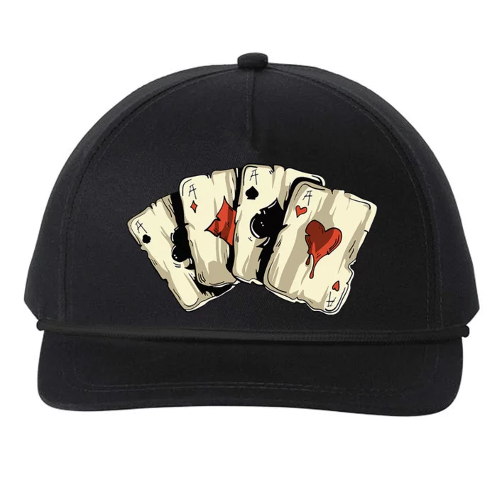 Poker Texas Hold'Em Gambling Casino 4 Aces Poker Snapback Five-Panel Rope Hat