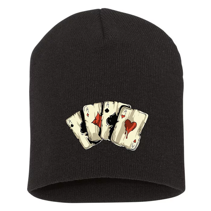 Poker Texas Hold'Em Gambling Casino 4 Aces Poker Short Acrylic Beanie