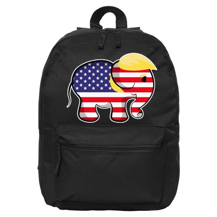 Pro Trump Hair Elephant Red White Blue Flag Republican 16 in Basic Backpack