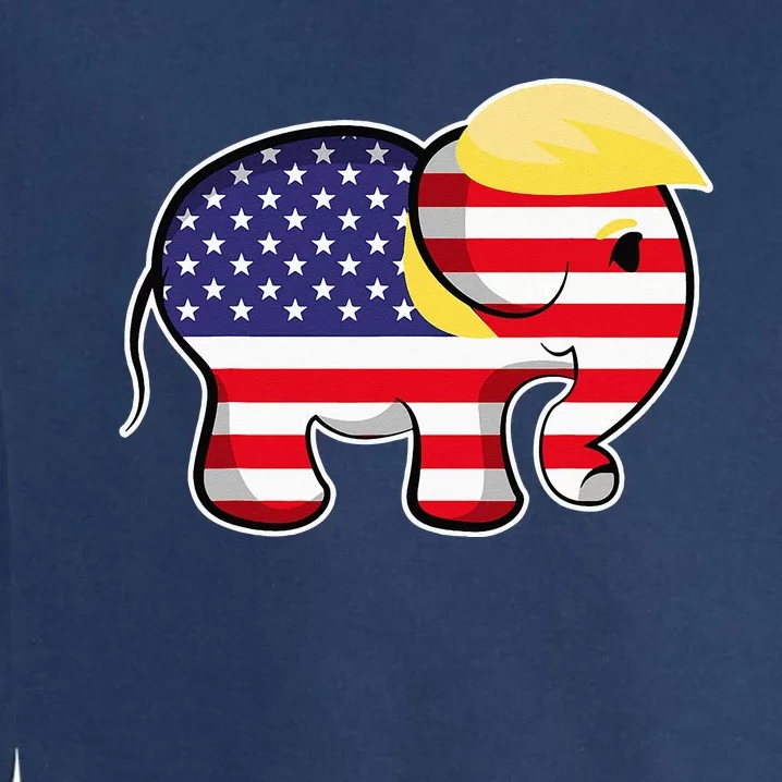 Pro Trump Hair Elephant Red White Blue Flag Republican Garment-Dyed Sweatshirt