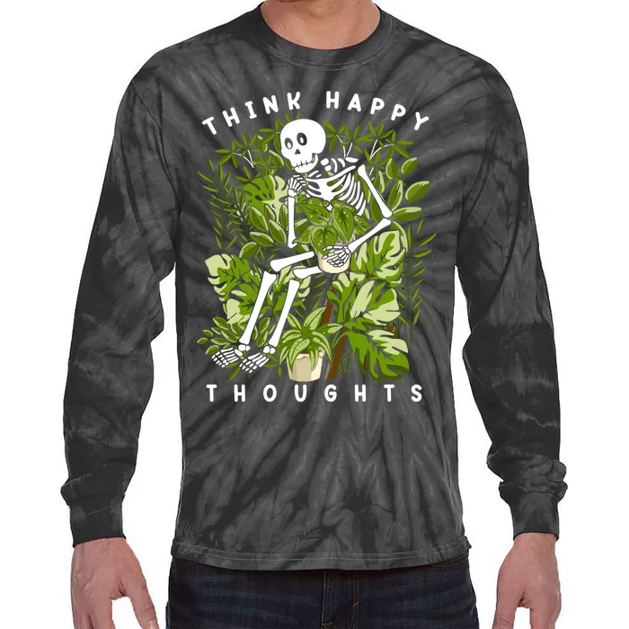 Plant Think Happy Thoughts Tie-Dye Long Sleeve Shirt