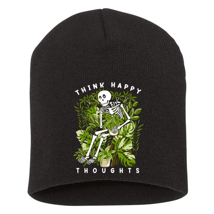 Plant Think Happy Thoughts Short Acrylic Beanie