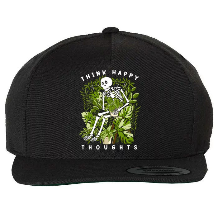 Plant Think Happy Thoughts Wool Snapback Cap