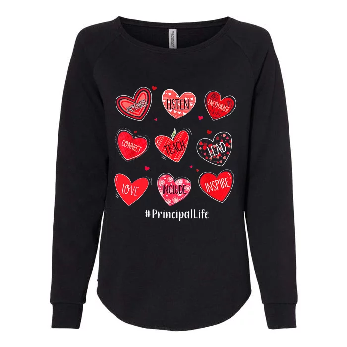 Principal Teacher Hearts Valentine Valentines Day Quote Cool Gift Womens California Wash Sweatshirt