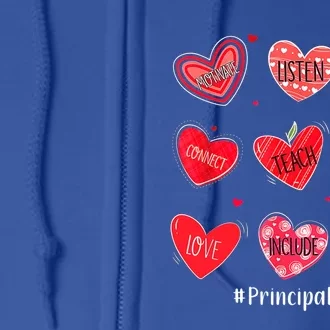 Principal Teacher Hearts Valentine Valentines Day Quote Cool Gift Full Zip Hoodie