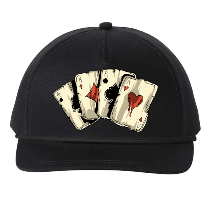 Poker Texas HoldEm Gambling Casino 4 Aces Poker Snapback Five-Panel Rope Hat