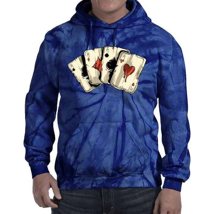 Poker Texas HoldEm Gambling Casino 4 Aces Poker Tie Dye Hoodie