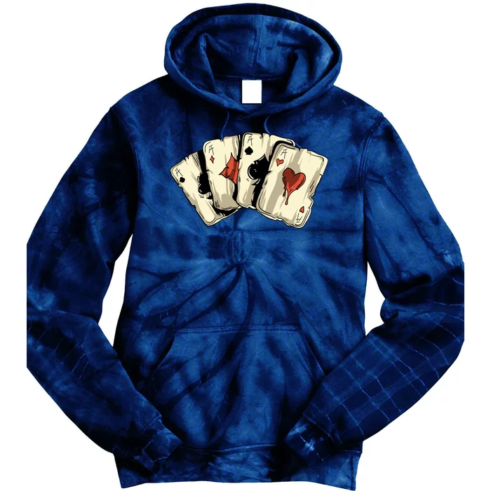 Poker Texas HoldEm Gambling Casino 4 Aces Poker Tie Dye Hoodie