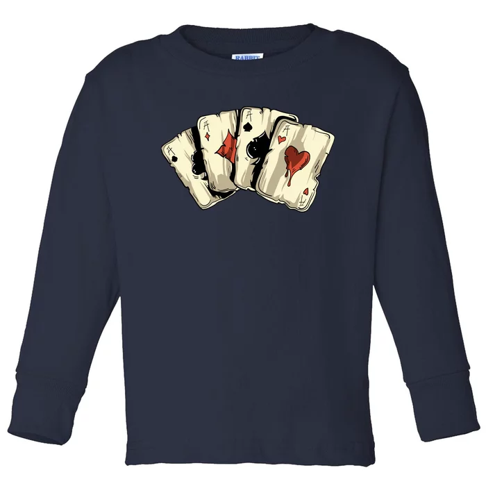 Poker Texas HoldEm Gambling Casino 4 Aces Poker Toddler Long Sleeve Shirt