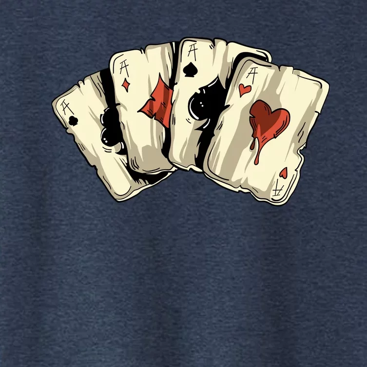 Poker Texas HoldEm Gambling Casino 4 Aces Poker Women's Crop Top Tee