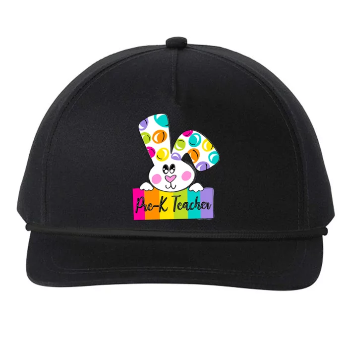 Pregiftk Teacher Happy Easter Day Bunny Pregiftk Teacher Gift Snapback Five-Panel Rope Hat