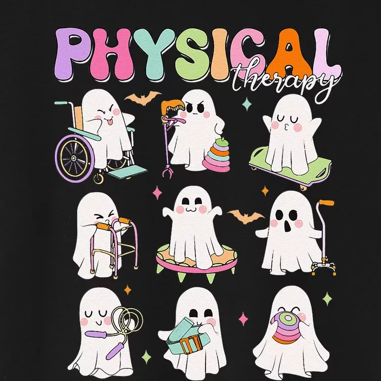 Physical Therapy Halloween Boo Ghost Spooky Season Women's Crop Top Tee