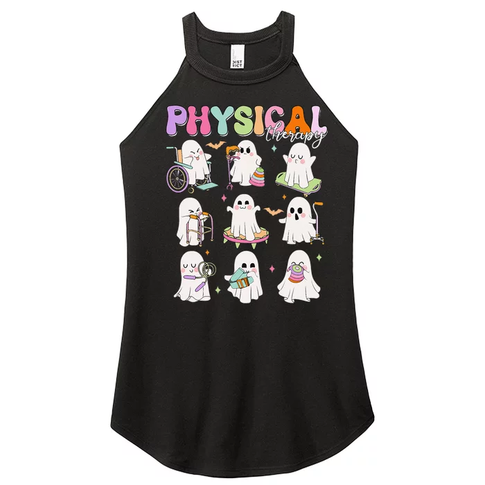 Physical Therapy Halloween Boo Ghost Spooky Season Women’s Perfect Tri Rocker Tank