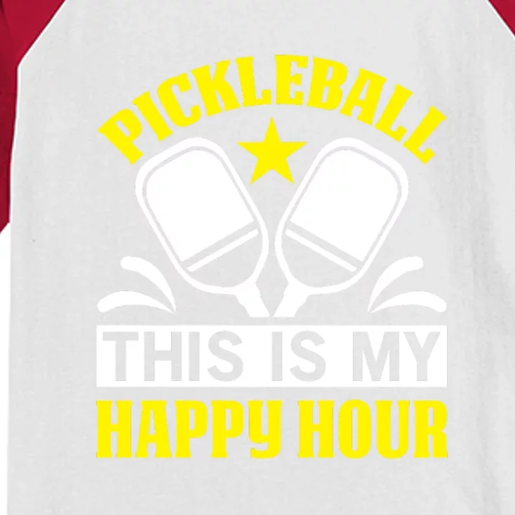 Pickleball This Is My Happy Hour Gift For Pickleball Team Kids Colorblock Raglan Jersey