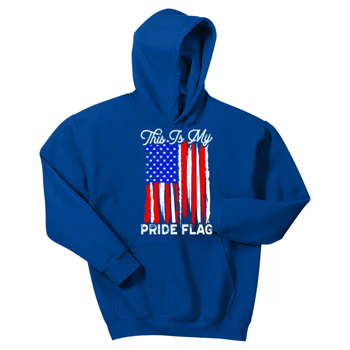 Patriotic This Is My Pride Flag Usa American 4th Of July Gift Kids Hoodie