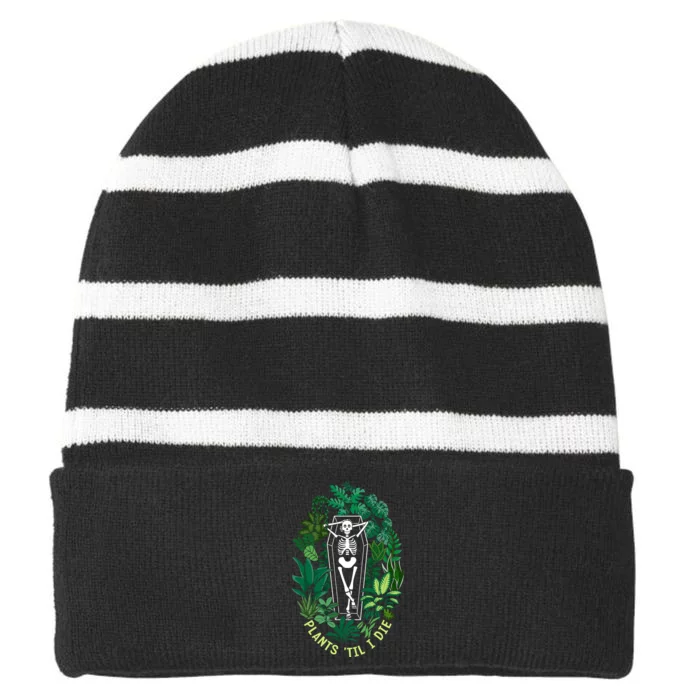 Plants Til I Die Striped Beanie with Solid Band