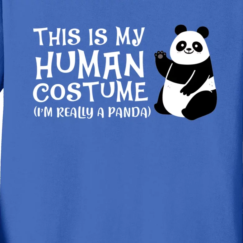 Panda This Is My Hu Costume IM Really A Panda Gift Kids Long Sleeve Shirt