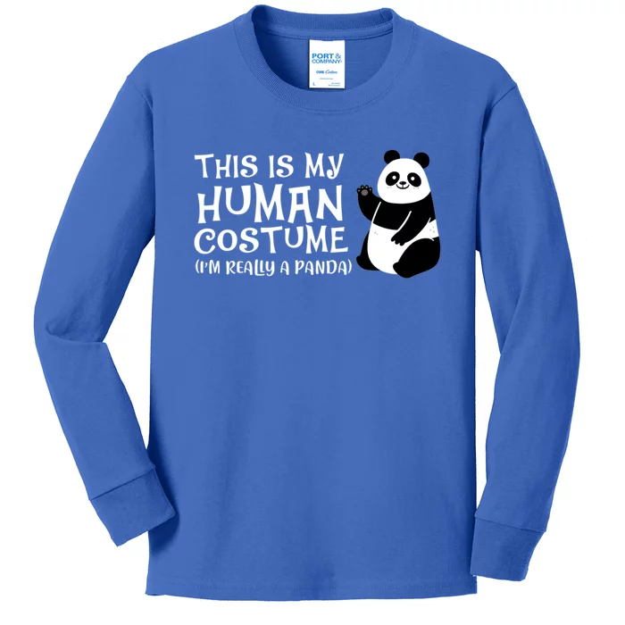 Panda This Is My Hu Costume IM Really A Panda Gift Kids Long Sleeve Shirt