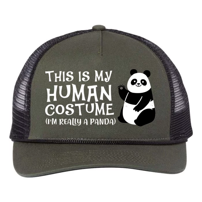 Panda This Is My Hu Costume IM Really A Panda Gift Retro Rope Trucker Hat Cap