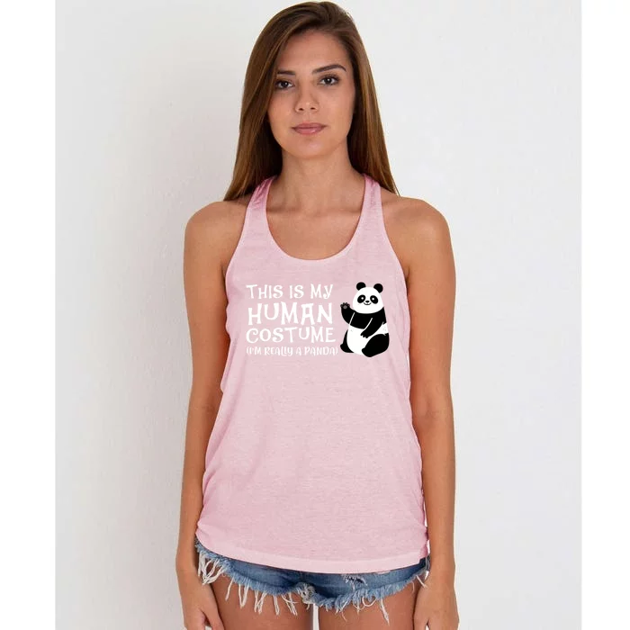 Panda This Is My Hu Costume IM Really A Panda Gift Women's Knotted Racerback Tank