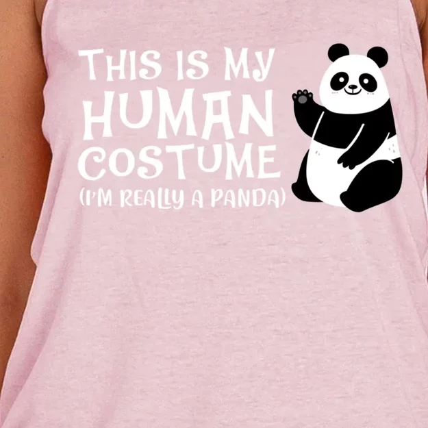 Panda This Is My Hu Costume IM Really A Panda Gift Women's Knotted Racerback Tank