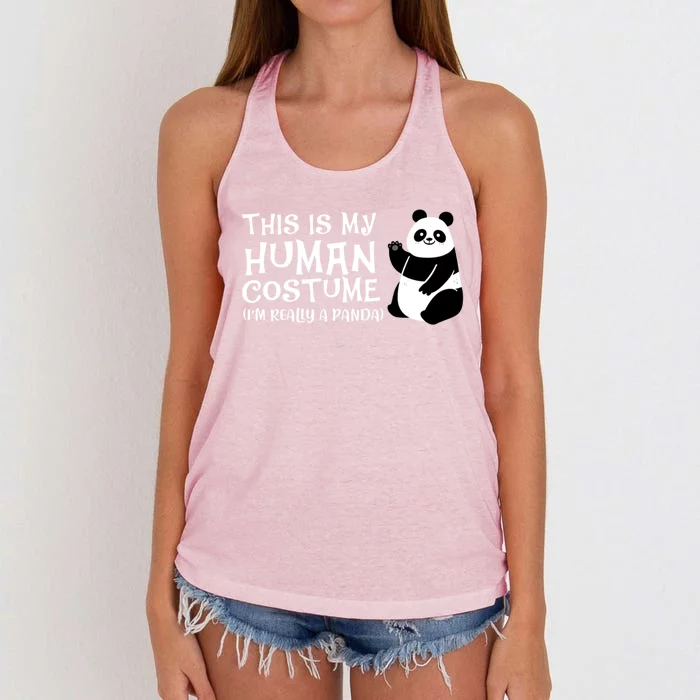 Panda This Is My Hu Costume IM Really A Panda Gift Women's Knotted Racerback Tank