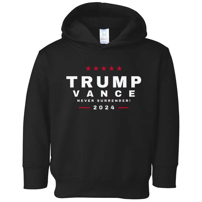 President Trump Jd Vance Vp Never Surrender! Maga Usa Toddler Hoodie