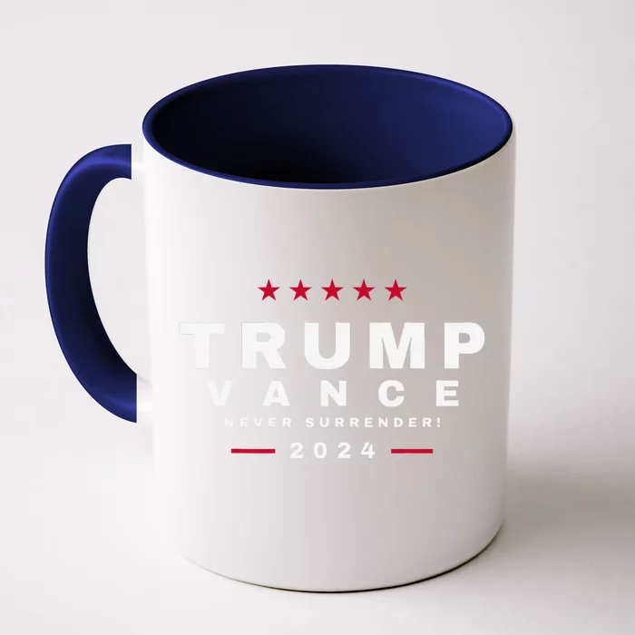 President Trump Jd Vance Vp Never Surrender! Maga Usa Front & Back Coffee Mug