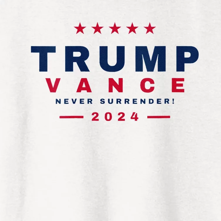 President Trump Jd Vance Vp Never Surrender! Maga Usa 2024 Women's Crop Top Tee