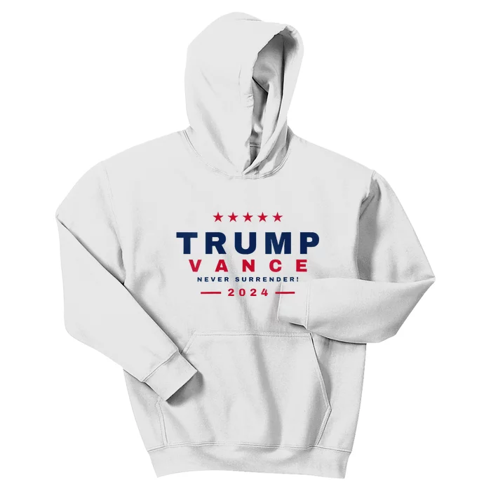 President Trump Jd Vance Vp Never Surrender! Maga Usa 2024 Kids Hoodie