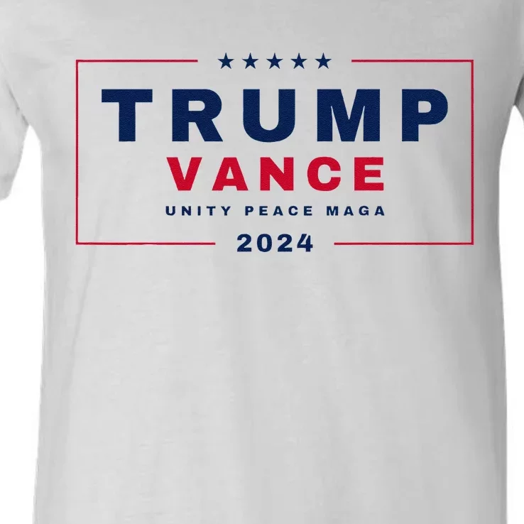 President Trump Jd Vance Vp Unity Peace Maga Usa 2024 V-Neck T-Shirt