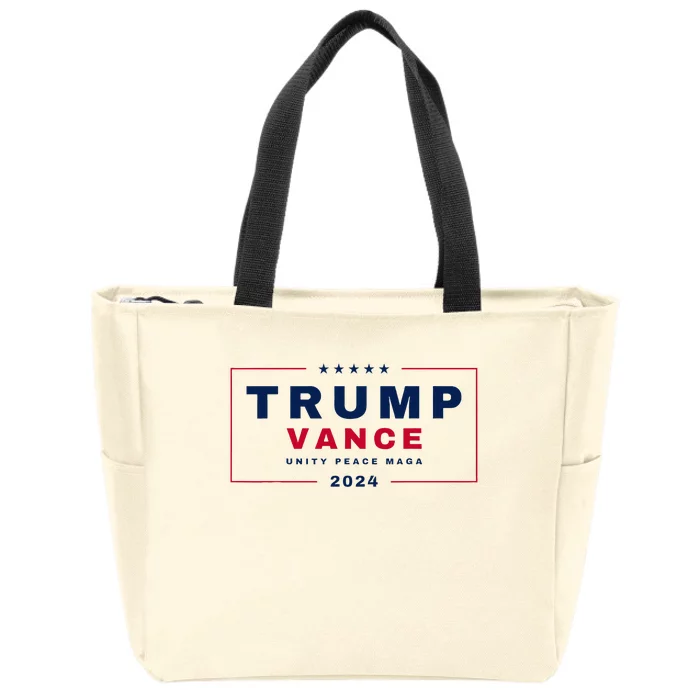 President Trump Jd Vance Vp Unity Peace Maga Usa 2024 Zip Tote Bag