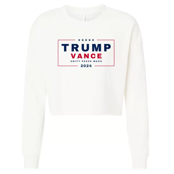 President Trump Jd Vance Vp Unity Peace Maga Usa 2024 Cropped Pullover Crew