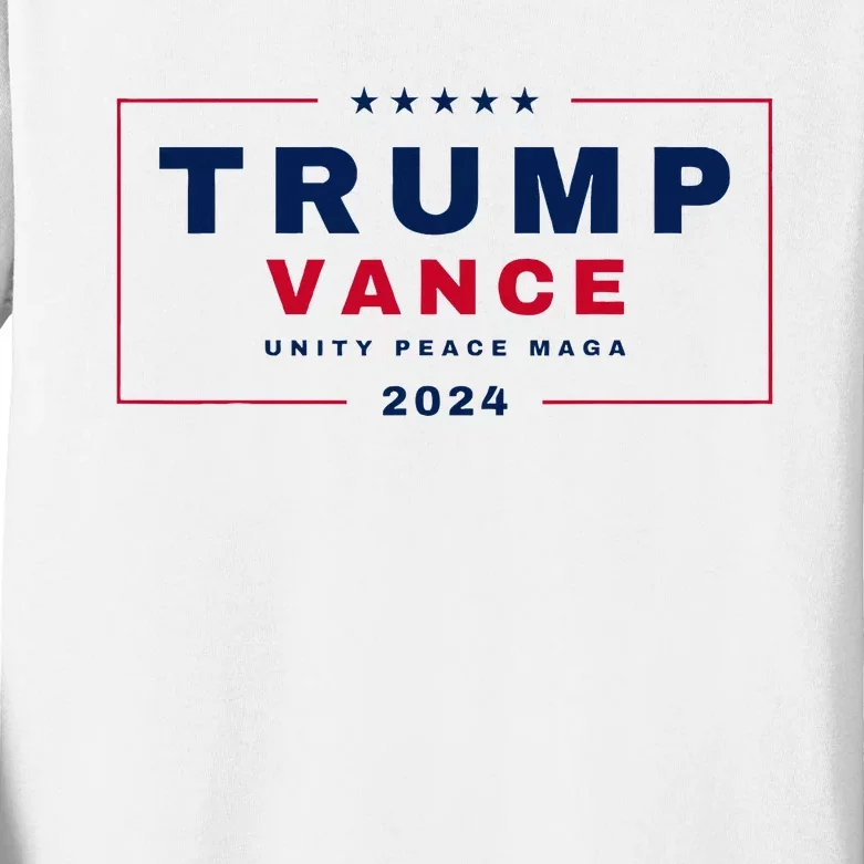 President Trump Jd Vance Vp Unity Peace Maga Usa 2024 Kids Long Sleeve Shirt