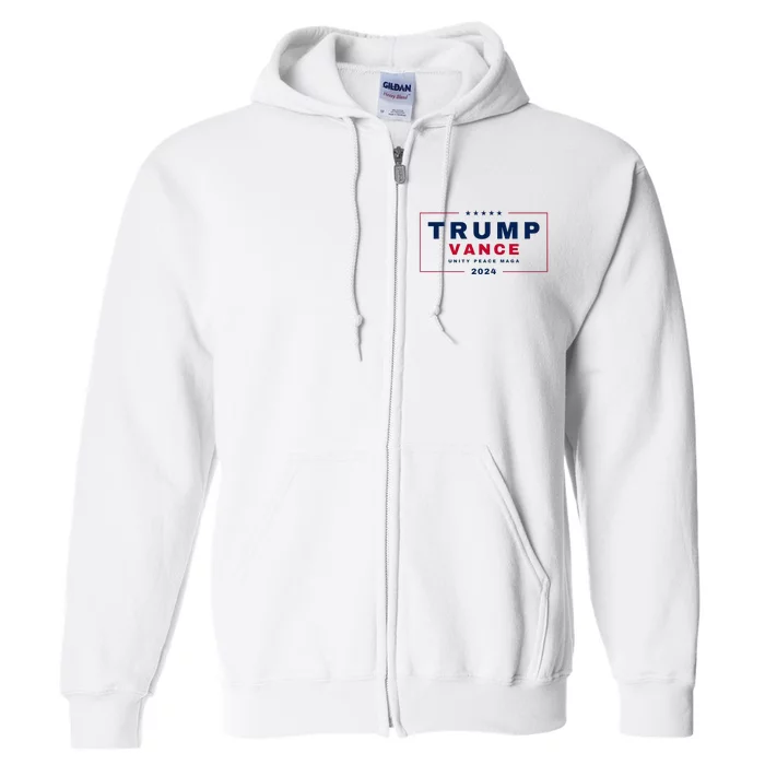 President Trump Jd Vance Vp Unity Peace Maga Usa 2024 Full Zip Hoodie