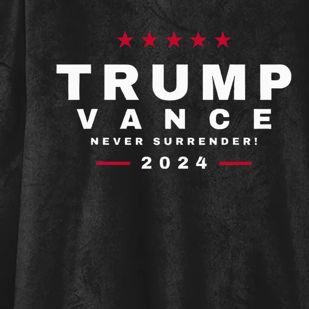 President Trump Jd Vance Vp Never Surrender! Maga Usa Hooded Wearable Blanket