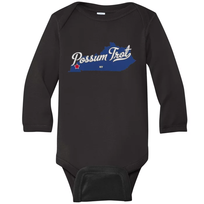 Possum Trot Kentucky KY Map Baby Long Sleeve Bodysuit