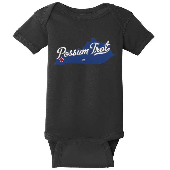 Possum Trot Kentucky KY Map Baby Bodysuit