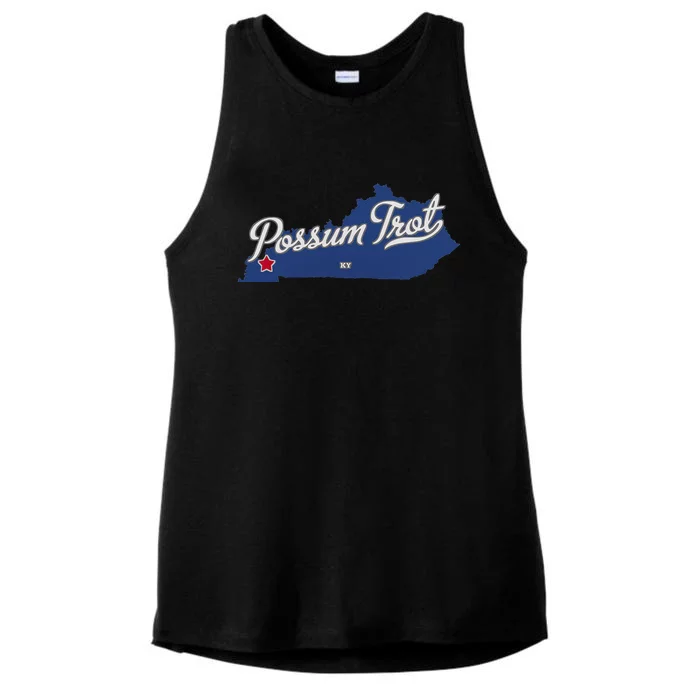 Possum Trot Kentucky KY Map Ladies Tri-Blend Wicking Tank