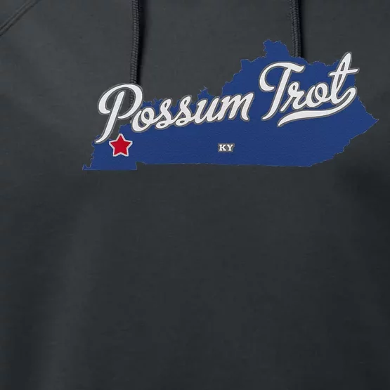 Possum Trot Kentucky KY Map Performance Fleece Hoodie