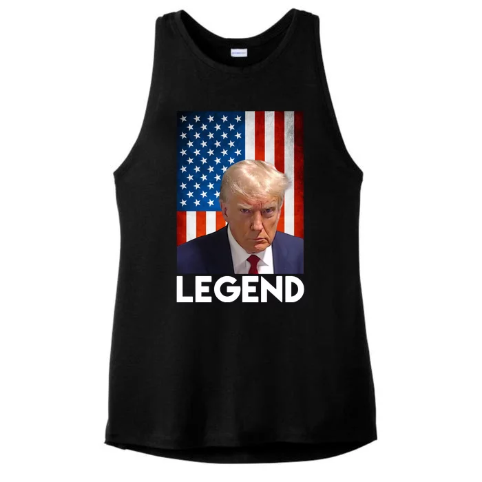 President Trump Legend American Flag Ladies Tri-Blend Wicking Tank