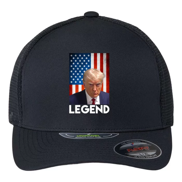 President Trump Legend American Flag Flexfit Unipanel Trucker Cap