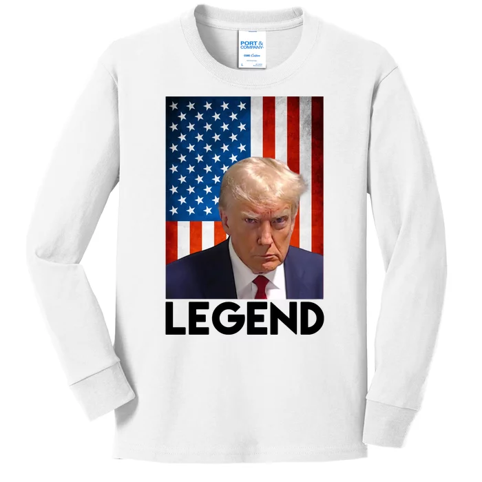 President Trump Legend American Flag Kids Long Sleeve Shirt